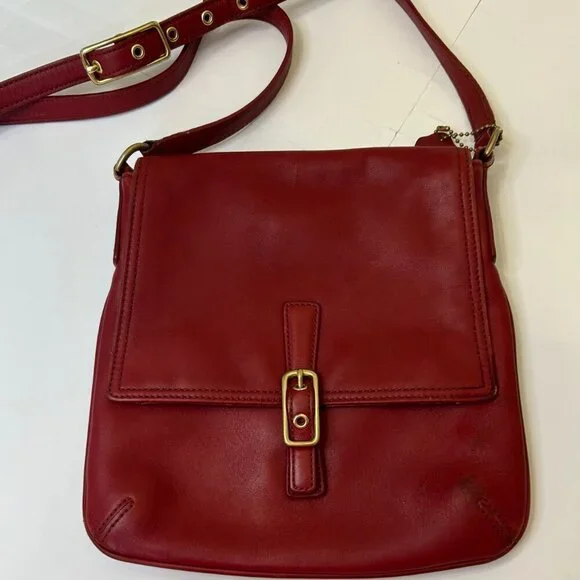 Vintage Coach Legacy Flap Leather Crossbody 9592 Red - Picture 2 of 10